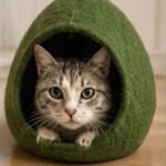 Handmade wool cat cave from Feltora wool products collection